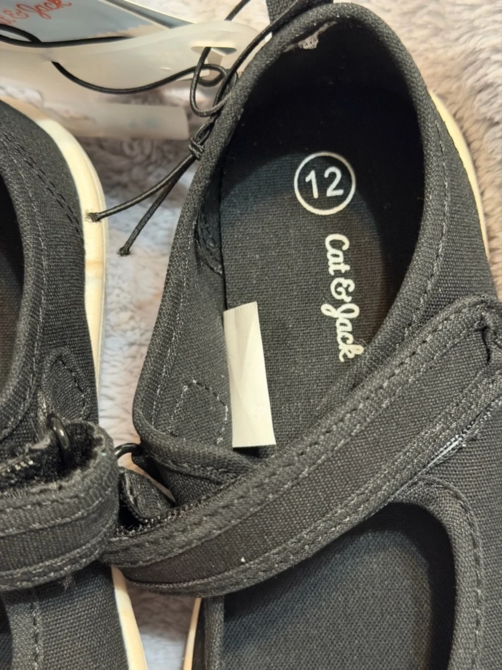 Cat & Jack Black Mary Jane Sneakers with Cream Toe Caps